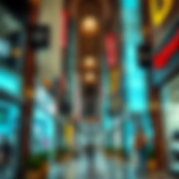 A bustling marketplace highlighting local and international brands