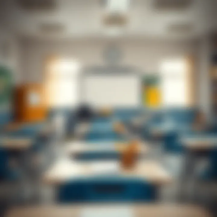 A classroom set up for the start of the school year with fresh supplies.