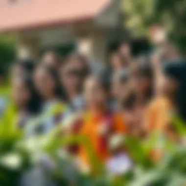 Students of various cultures celebrating the start of the school year.