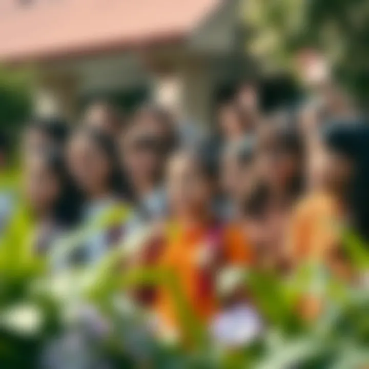 Students of various cultures celebrating the start of the school year.