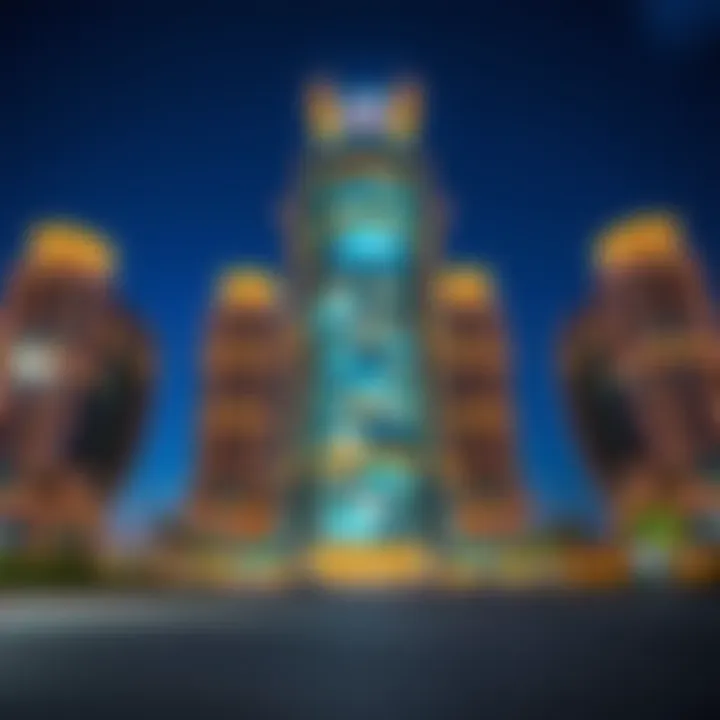 Illuminated Beauty of Al Diwan Towers Nighttime illumination of Al Diwan Towers highlighting its unique features