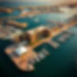 Aerial view of Al Emad Marina showcasing its stunning waterfront.