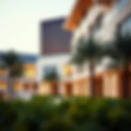 Campus view showcasing modern architecture