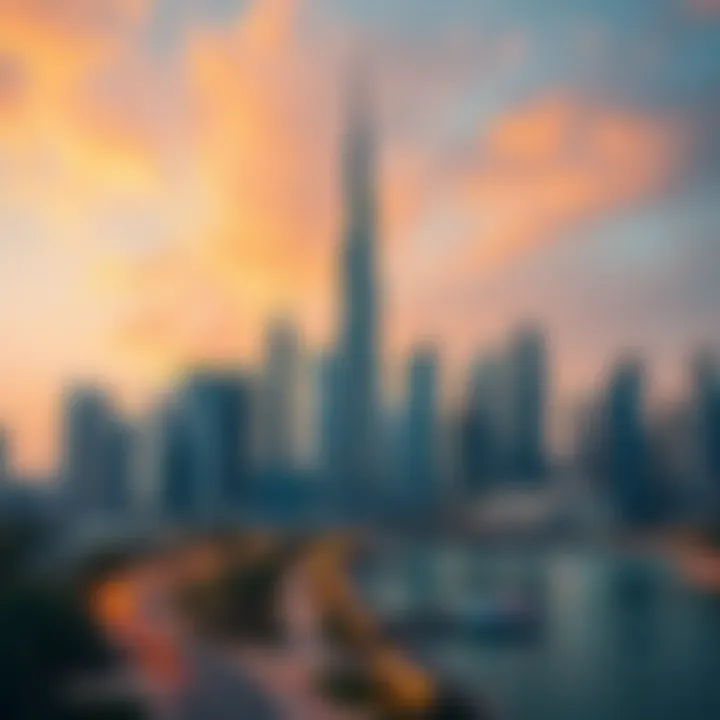Artistic representation of Dubai's skyline with Burj Khalifa