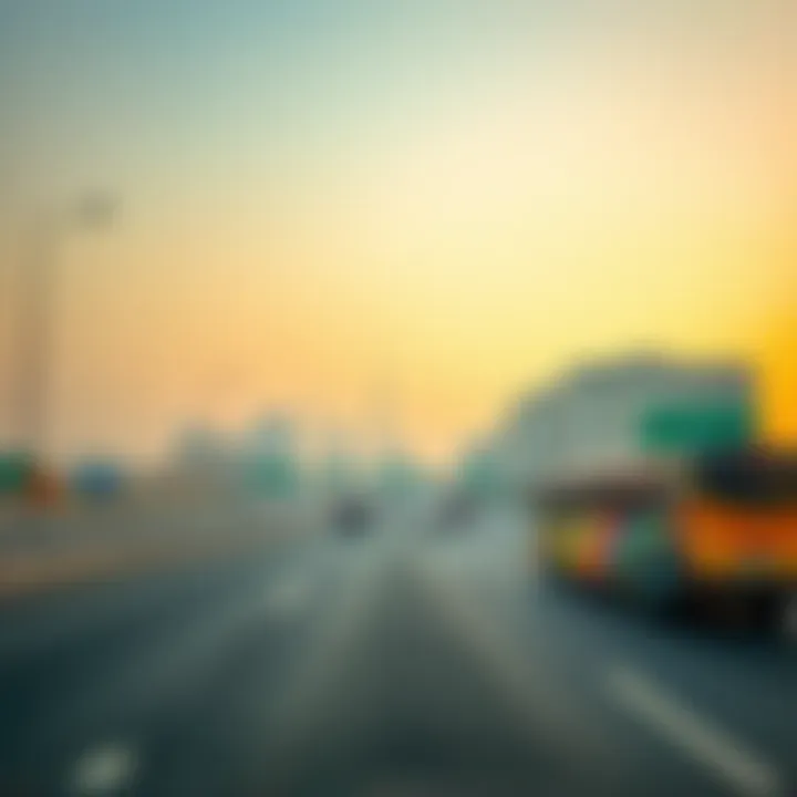 A scenic view of the Abu Dhabi to Dubai highway