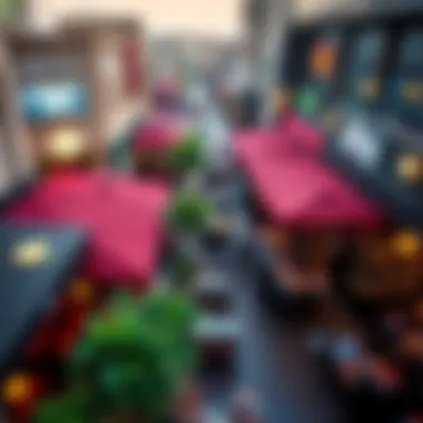 Vibrancy of Jumeirah Cafes An aerial view of a bustling cafe scene in Jumeirah during the day