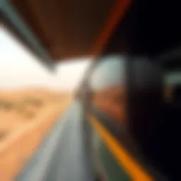 Scenic view of a bus on a desert road