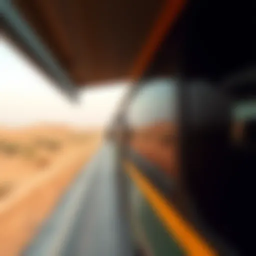 Scenic view of a bus on a desert road
