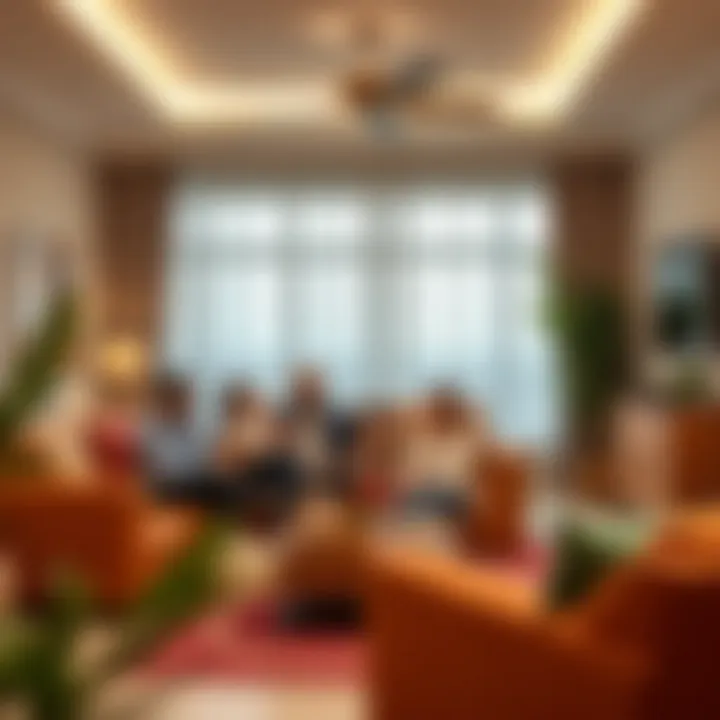 Cozy family gathering in a spacious living room in Al Barsha