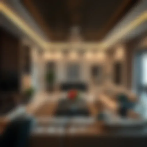 Luxurious family room interior in Al Barsha with modern decor