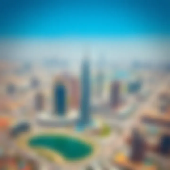 Aerial view of Jumeirah Lakes Towers highlighting the Reef Tower location