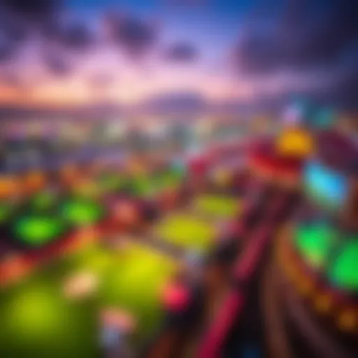 Aerial view of Topgolf Dubai highlighting its vibrant atmosphere