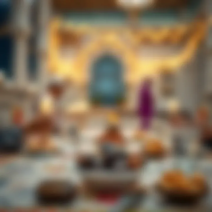 Iftar Tradition in Dubai Traditional Iftar setting with dates and water