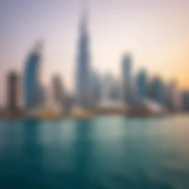 The Iconic Dubai Skyline Featuring Luxury Real Estate Stunning Dubai skyline with luxury buildings
