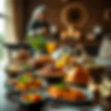 A vibrant Emirati breakfast spread showcasing traditional dishes