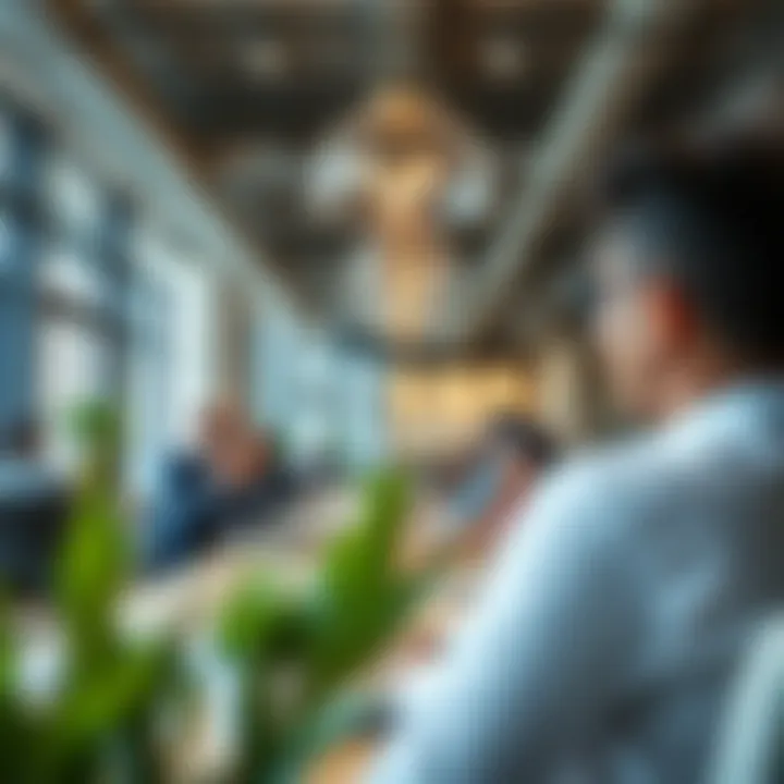 Innovative Coworking Environment in TECOM Vibrant coworking space filled with professionals engaging in innovation