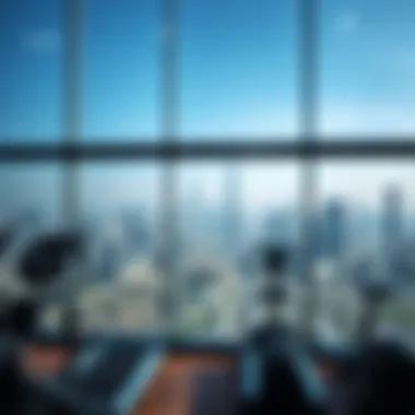 Stunning View of Dubai Skyline from a Gym Stunning view of Dubai skyline from a gym