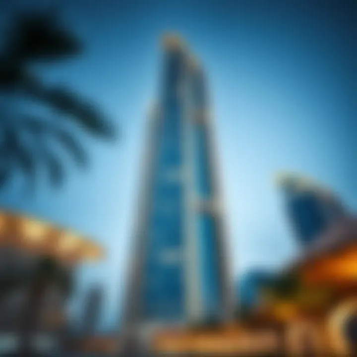 Architectural details highlighting the design of Al Bakhit Tower