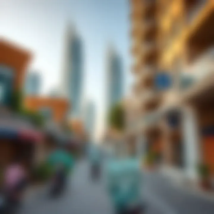 A vibrant neighborhood surrounding Al Bakhit Tower