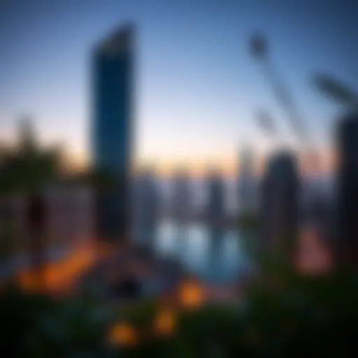 Stunning view of Al Habtoor Tower against the skyline of Sharjah