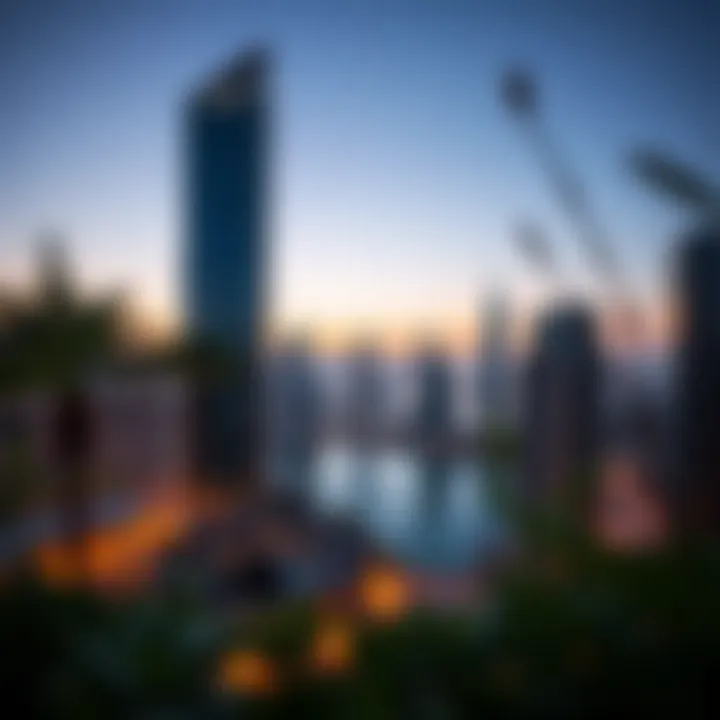 Stunning view of Al Habtoor Tower against the skyline of Sharjah