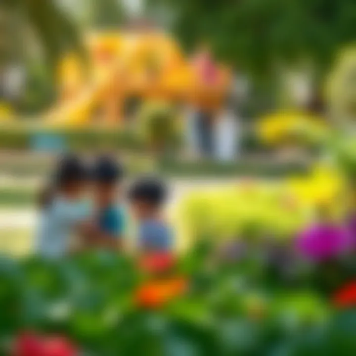 Recreational Activities in the Garden Children engaged in recreational activities surrounded by the beauty of the garden