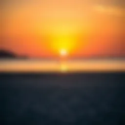 Vibrant sunset view over Al Hamriyah Public Beach showcasing the tranquil waters and soft sands