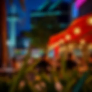 Evening Vibes at Box Park A lively evening atmosphere showcasing the dining experience