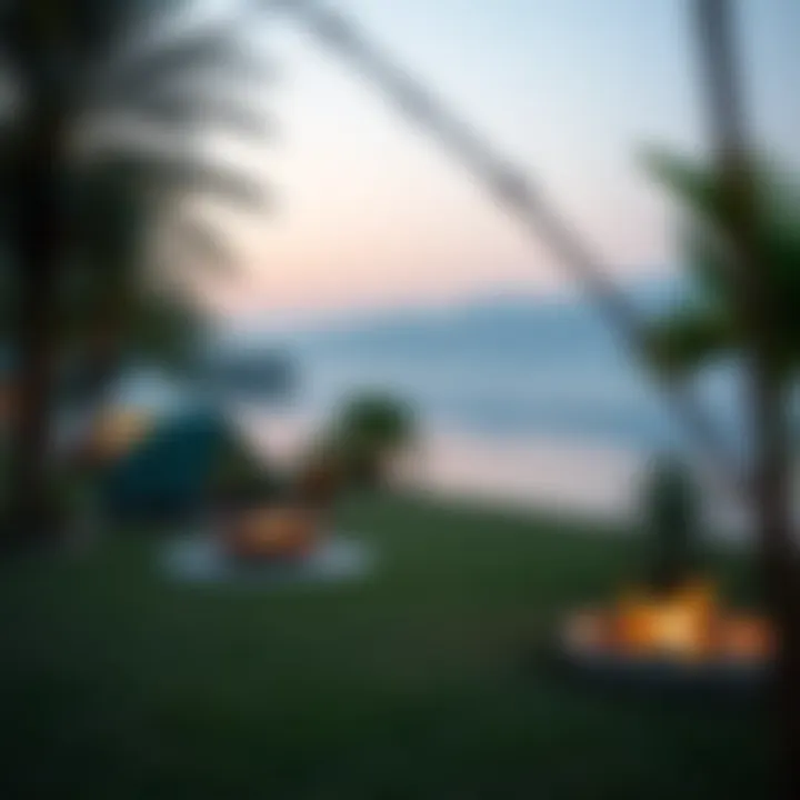 Tranquil Lakeside Camping in Dubai Lush campsite by a serene lake in Dubai