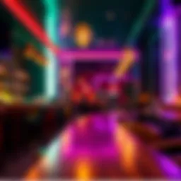 Stylish bar interior with vibrant lighting