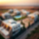 Luxurious Villas in Damac Hills 2 Aerial view of Damac Hills 2 showcasing luxurious villas