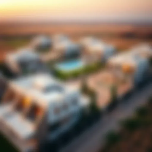 Luxurious Villas in Damac Hills 2 Aerial view of Damac Hills 2 showcasing luxurious villas
