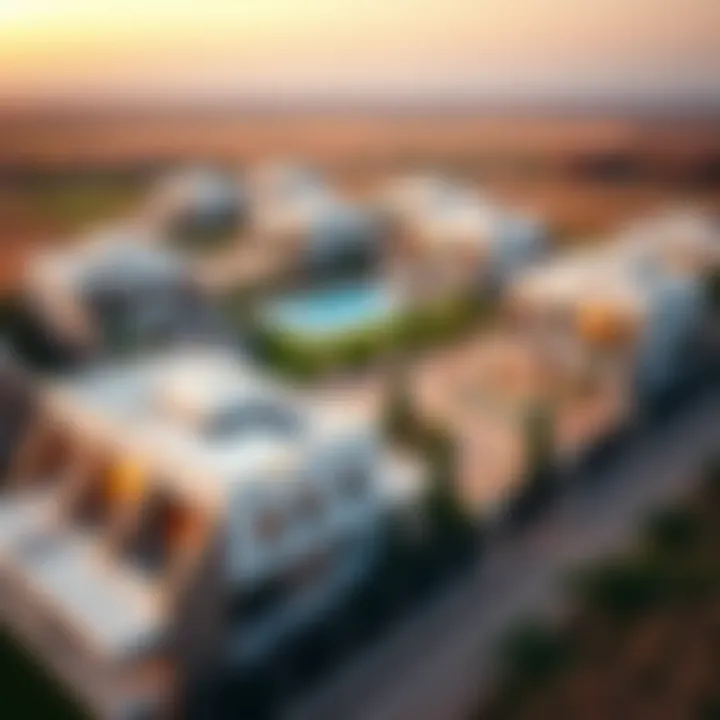 Luxurious Villas in Damac Hills 2 Aerial view of Damac Hills 2 showcasing luxurious villas