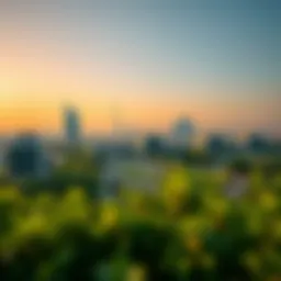 A breathtaking skyline view of Damac Park Greens highlighting its modern architecture and lush surroundings