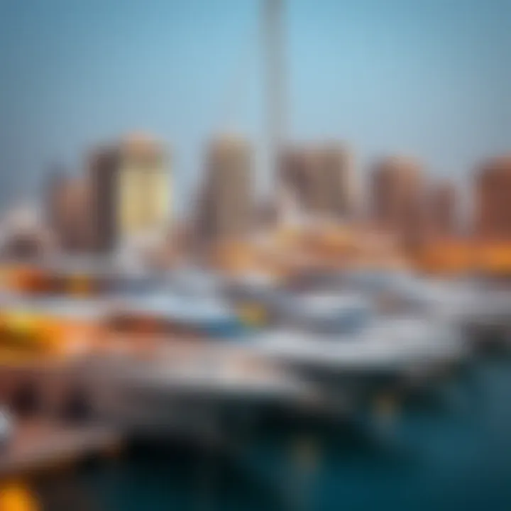 Artistic view of luxury yachts docked at the marina