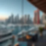 A serene view of Dubai Marina with luxurious yachts and skyscrapers