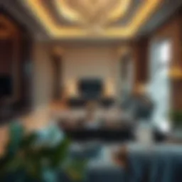 Luxurious hotel apartment living space in Dubai