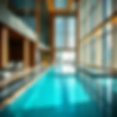 Amenities of Burj Khalifa Apartments Lavish amenities including a swimming pool and spa area in Burj Khalifa