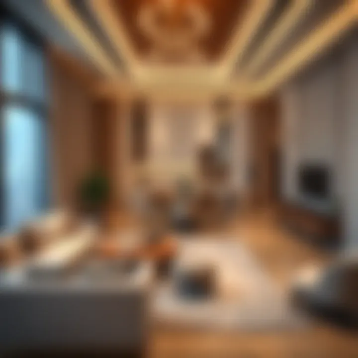 Sophisticated Living Space in Burj Khalifa Elegant living space showcasing sophisticated furnishings and breathtaking views