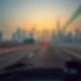 Stunning skyline view of Dubai from the E101 route