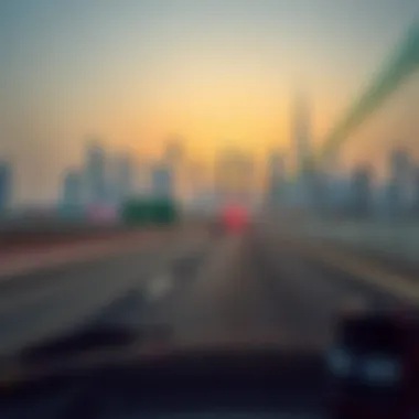 Stunning skyline view of Dubai from the E101 route