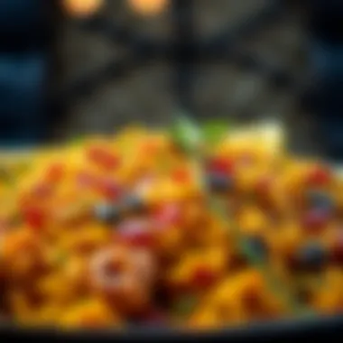 Aromatic Biryani - A Must-Try Dish Colorful plate of biryani garnished with herbs