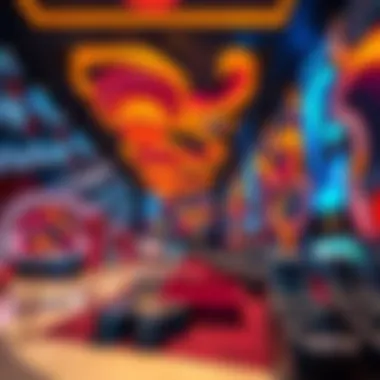 Vibrant cinema lobby with engaging decor