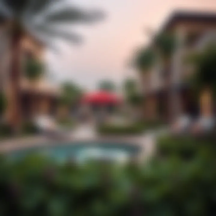 Community amenities in a Damac Villa neighborhood with lush landscaping