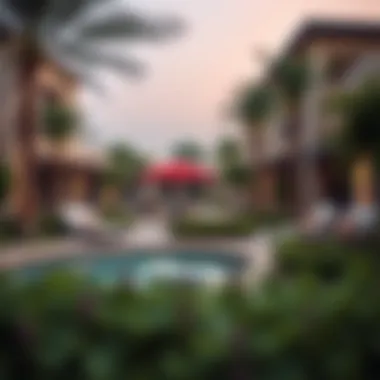 Amenities in Damac Villa Community Community amenities in a Damac Villa neighborhood with lush landscaping