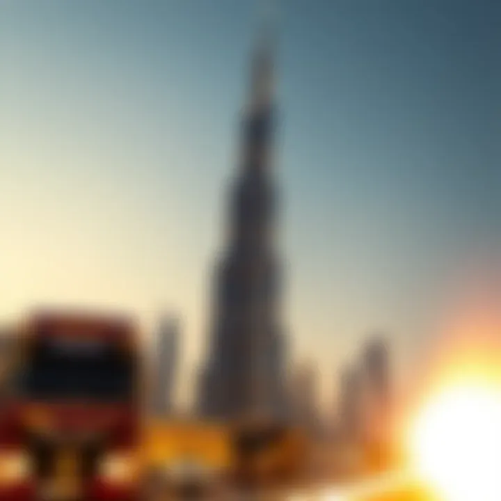Stunning view of Burj Khalifa against the evening sky