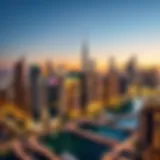 Stunning skyline view of Dubai Marina at night