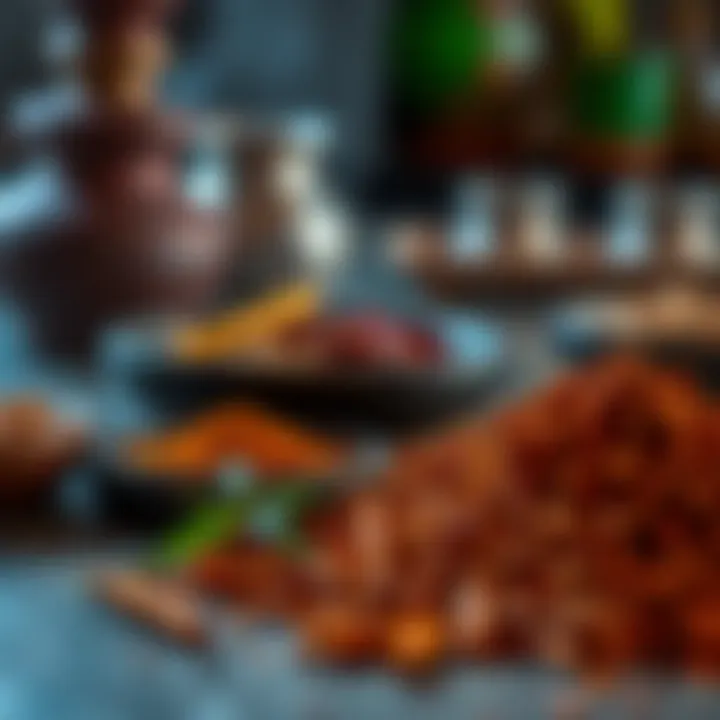 A close-up of aromatic spices used in Mandi, emphasizing culinary heritage