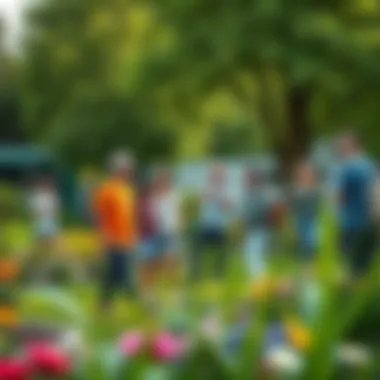 Community Green Space Gathering A community gathering in a green space promoting sustainable living