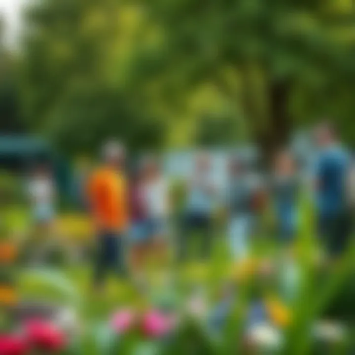 Community Green Space Gathering A community gathering in a green space promoting sustainable living